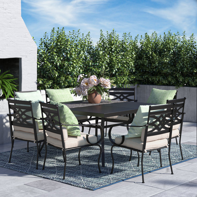 Lark Manor Ballarat 8 Person Square Outdoor Dining Set with Thick Seat Cushions & Lumbar